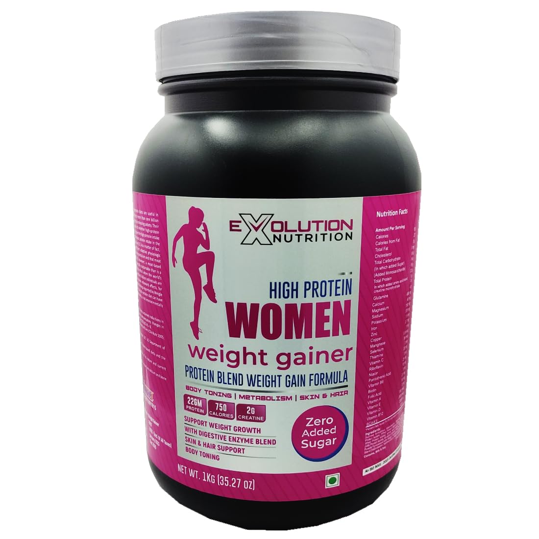 Evolution Nutrition Women High Protein and Calories Women Weight Gainer | Weight Gainer powder for Increase Muscle, Weight Gain and Mass Gain for Women (Pack of 1) (Strawberry, 1 KG/2.2LBS) Evolution Nutrition Women High Protein and Calories Women Weight Gainer | Weight Gainer powder for Increase Muscle, Weight Gain and Mass Gain for Women (Pack of 1) (Strawberry, 1 KG/2.2LBS)