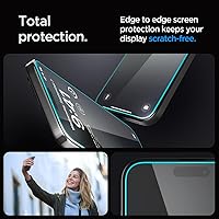Vista 5 de Spigen Tempered Glass Screen Protector [GlasTR EZ FIT] designed for iPhone 15 Pro [Case Friendly] - 2 Pack