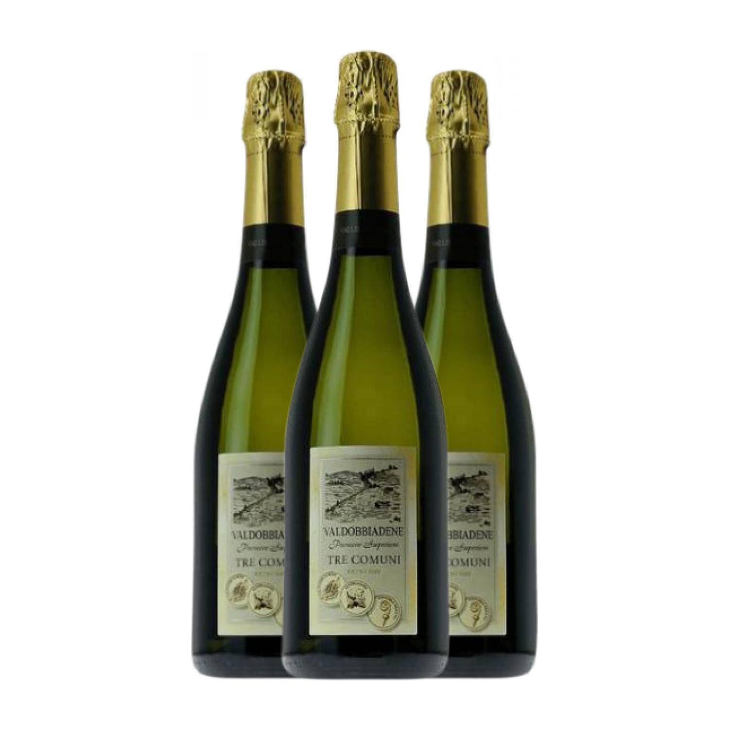 Vallis Marenis Tre Comuni Extra Seco Prosecco di Conegliano-Valdobbiadene 75 cl Espumoso blanco (Caja de 3 Botellas de 75 cl)