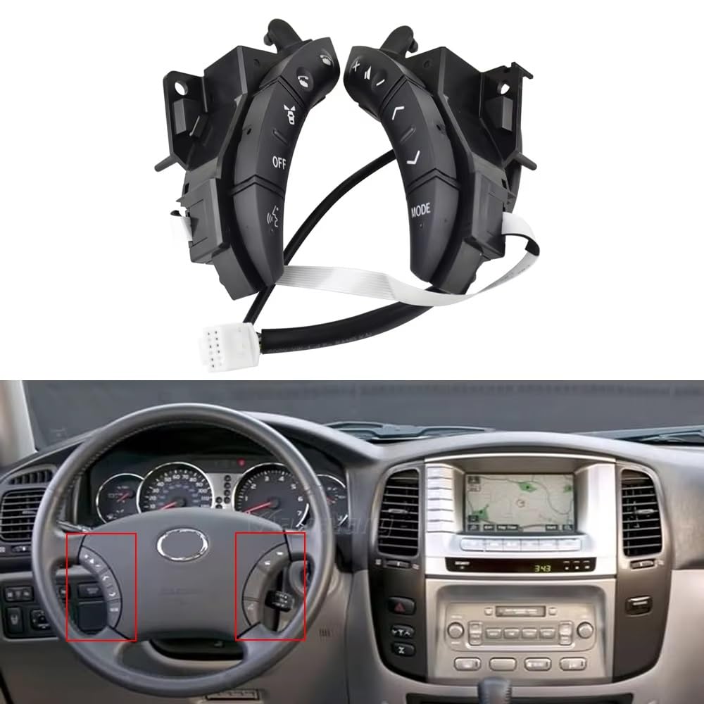 Botón Control Crucero Volante Interruptor De Control del Volante Negro 75B037 84258-58010-C0 para Toyota para Highlander para Land para Cruiser 2003-2009