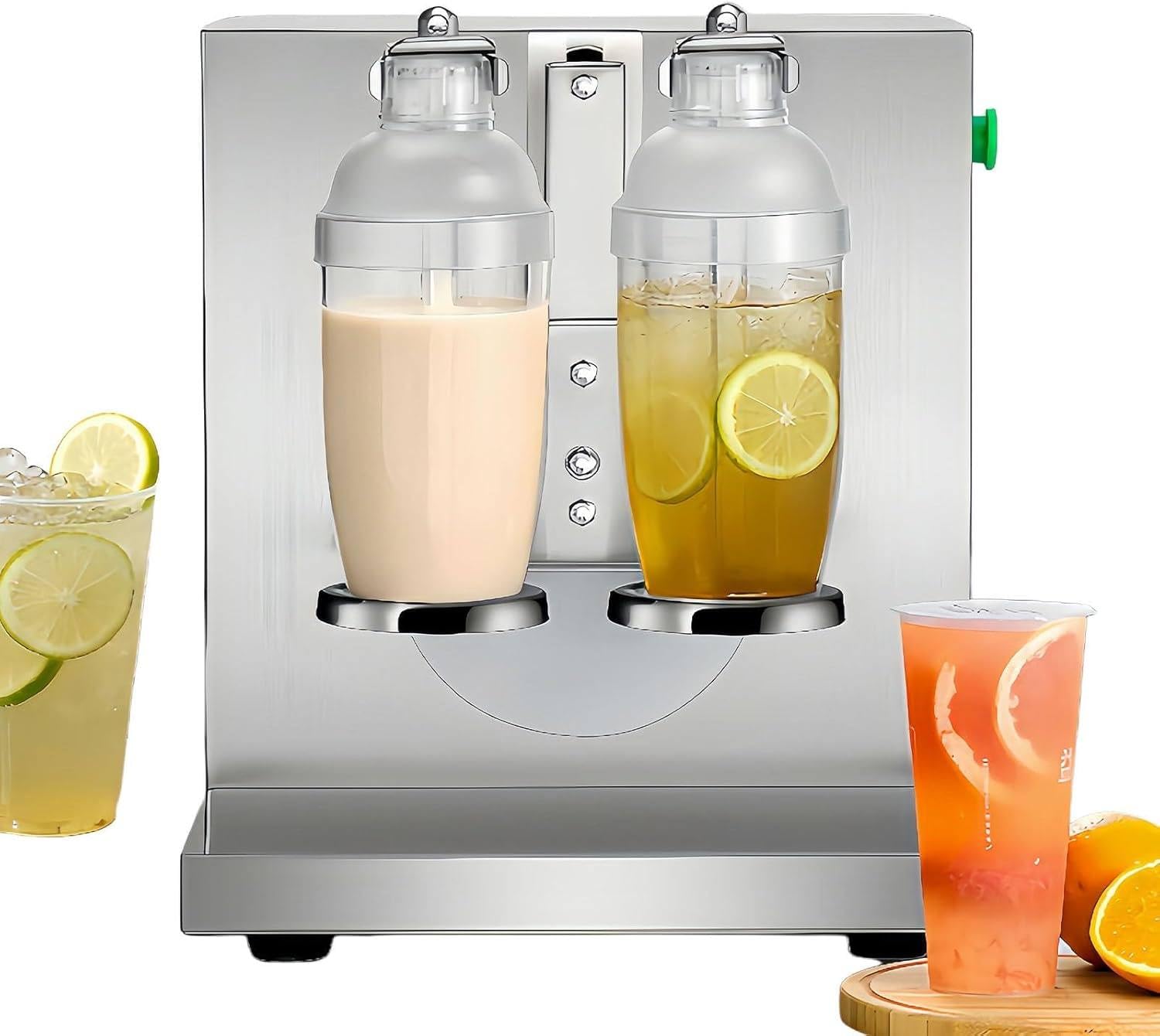 MANYOUYOU Dual-Cup Milkshake Maker Machine, 120w Milk Tea Shaker Machine, Electric Double Frame Milk Tea Shaker with Timer (0-120s), Includes 2 Cups, For Boba Shop and Coffee Station