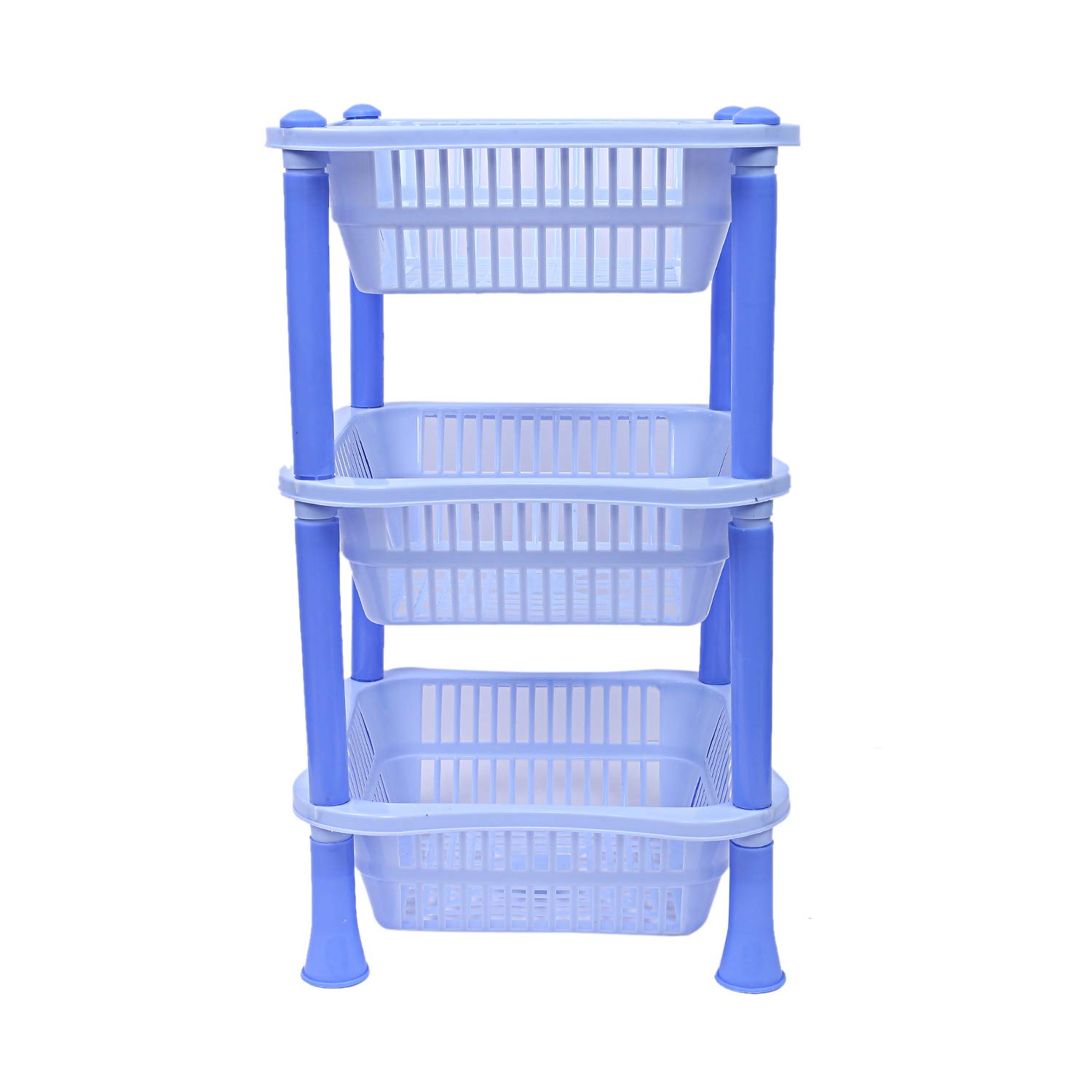 Kuber industries Plastic 3 Layer Multi-Purpose Kitchen Storage Basket Rack (Blue)-CTKTC25227