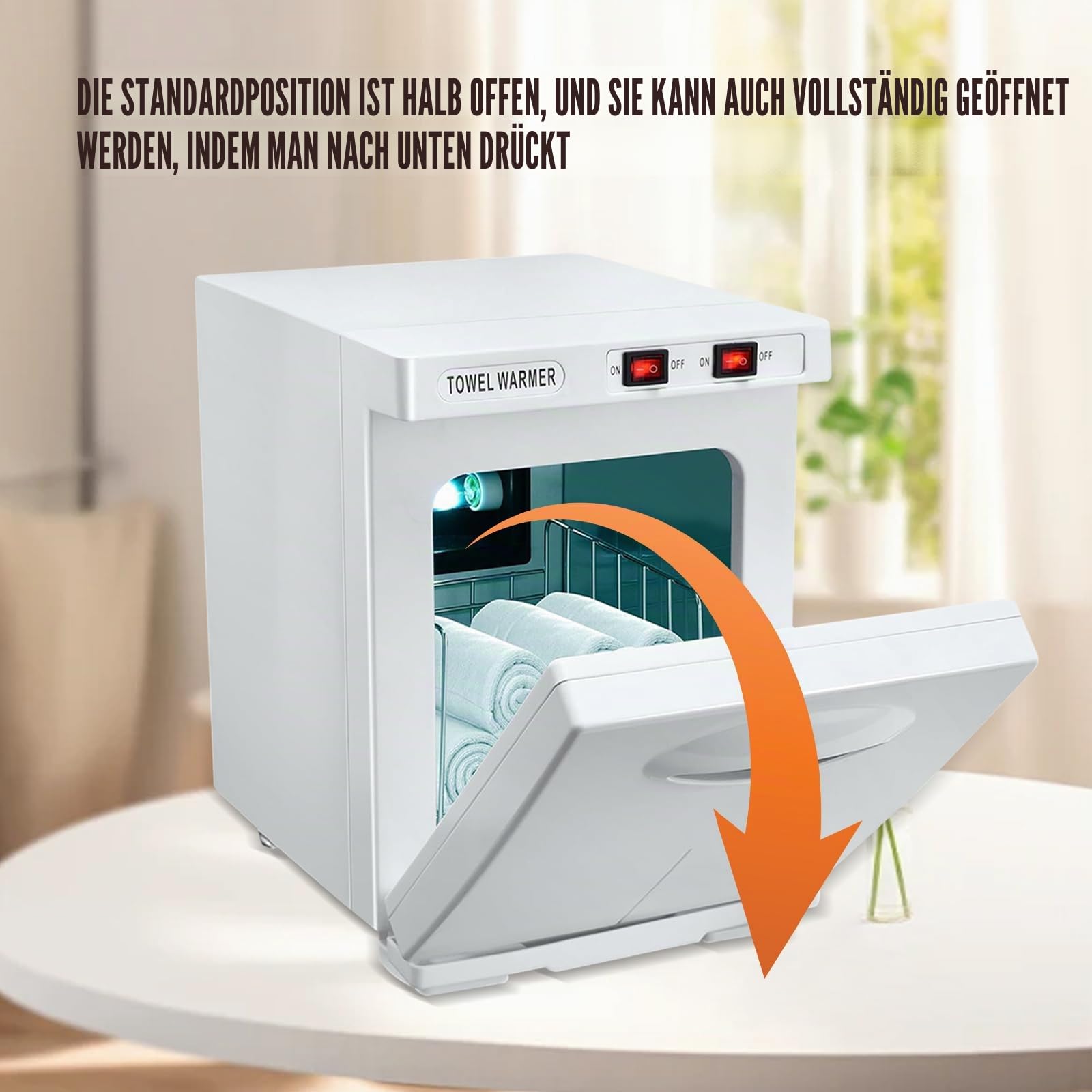 Eznaobo Handtuchwärmer, 5 l, Sterilisator, 176 °C, UV-Sterilisator, 360 ° Heizfunktion, warmer Handtuchschrank für Schönheit, Wohnzimmer, Spa, Maniküre (weiß)