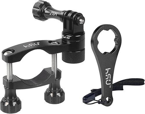 HSU Soporte de manillar de bicicleta para GoPro, poste de asiento de rotación de 360, soporte de motocicleta Go Pro de 0.6-1.3 pulgadas, compatible