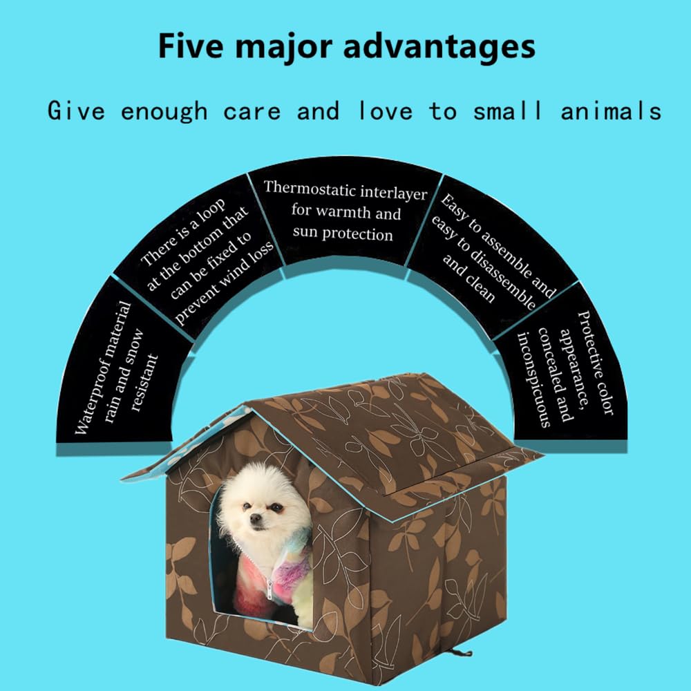 Niche pour Chat Niche d'intérieur pour Chien Pliable Amovible Lit de Couchage avec Coussin pour Animal Domestique-Nid Chats,Hamsters,Lapin Toutes Saisons Niche Extérieur Imperméable