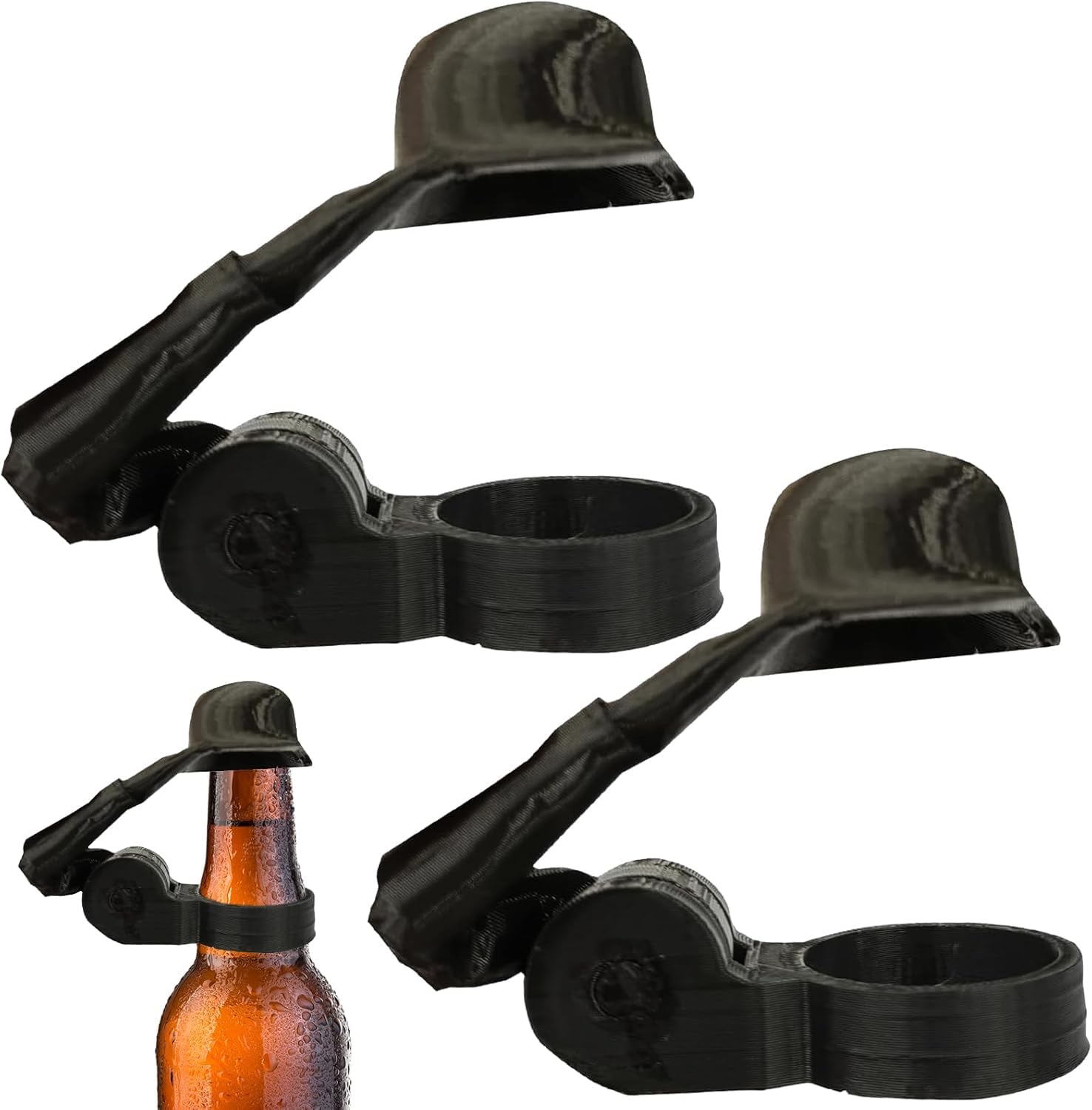 Muiltvoe Soldier Salutes Beer Bottle Caps Helmets Efficient Decorative Designs Reusable Novelty Pose Beers Caps for Party Veterans Enthusiasts (A 2Pcs)