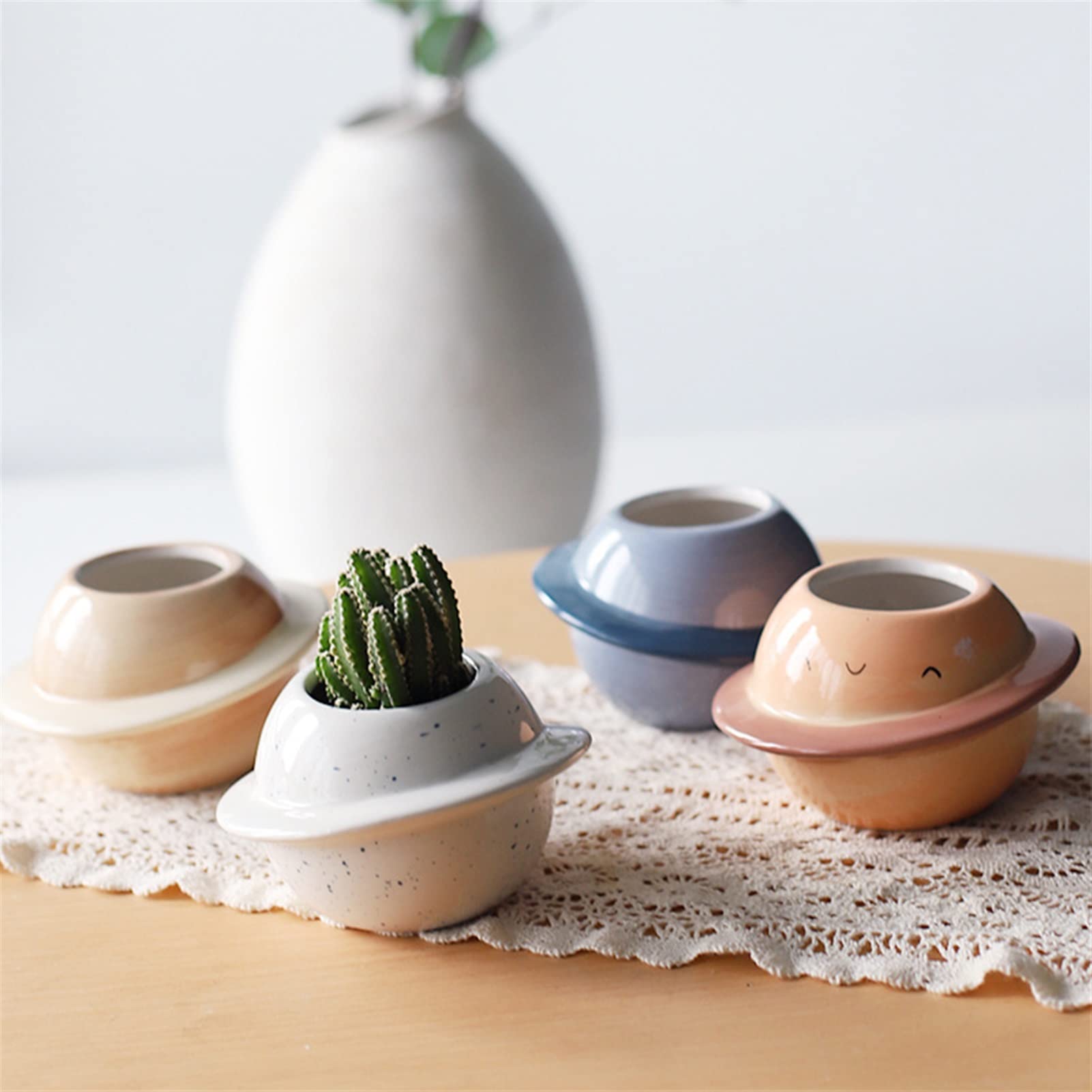 Liudan Doniczka doniczka w kształcie planety ceramiczna doniczka na sukulenty doniczka bonsai doniczka dom ogród balkon dekoracja doniczka biurko ozdoby ogrodowe doniczki (kolor: 05)