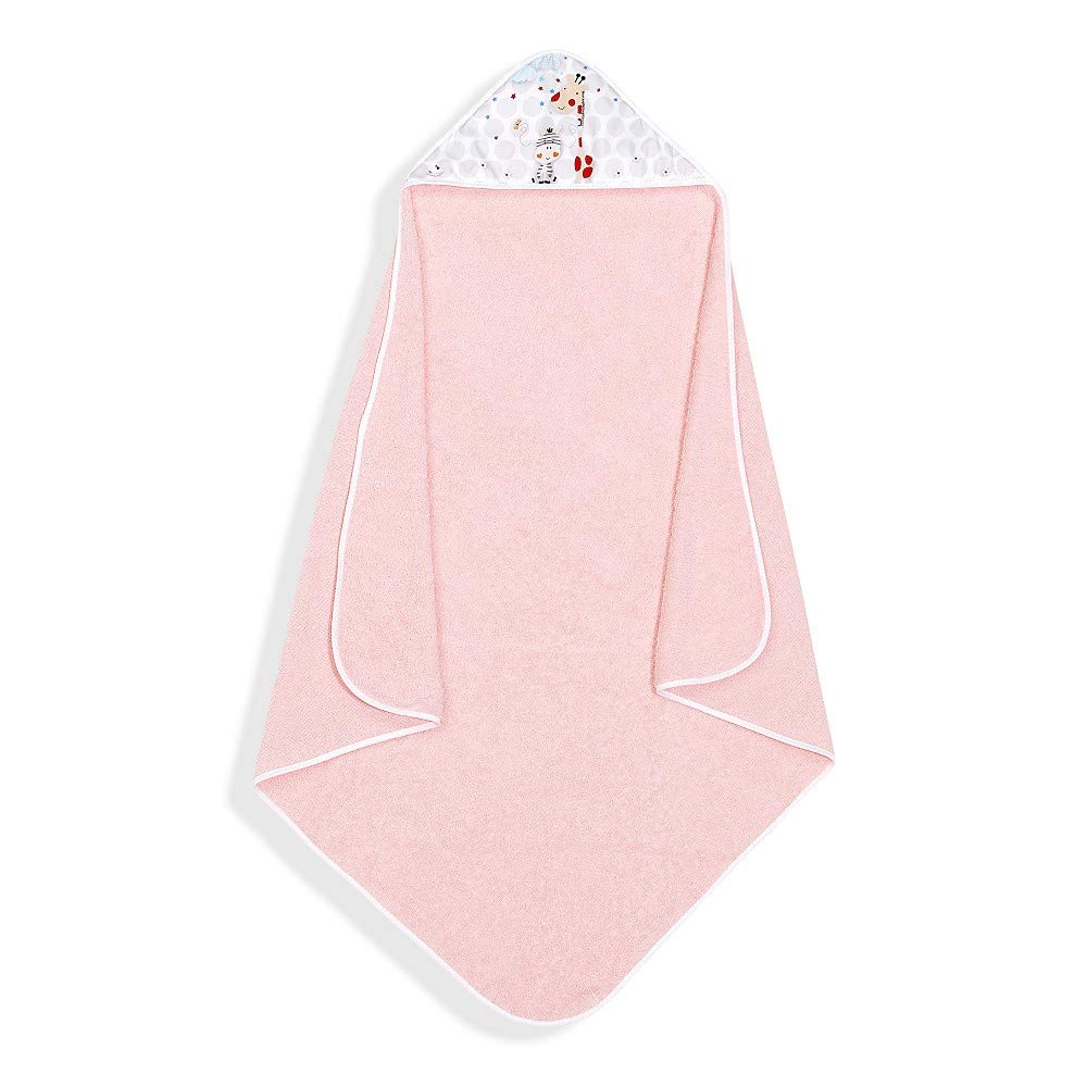 Interbaby - Capa de Baño Bebe Jungla Rosa | Toalla Bebe con Capucha 100% Algodón, 100x100cm, Unisex | Suave, Cómoda, Secado Rápido | Ideal para Recién Nacidos, Bebes y Niños Pequeños