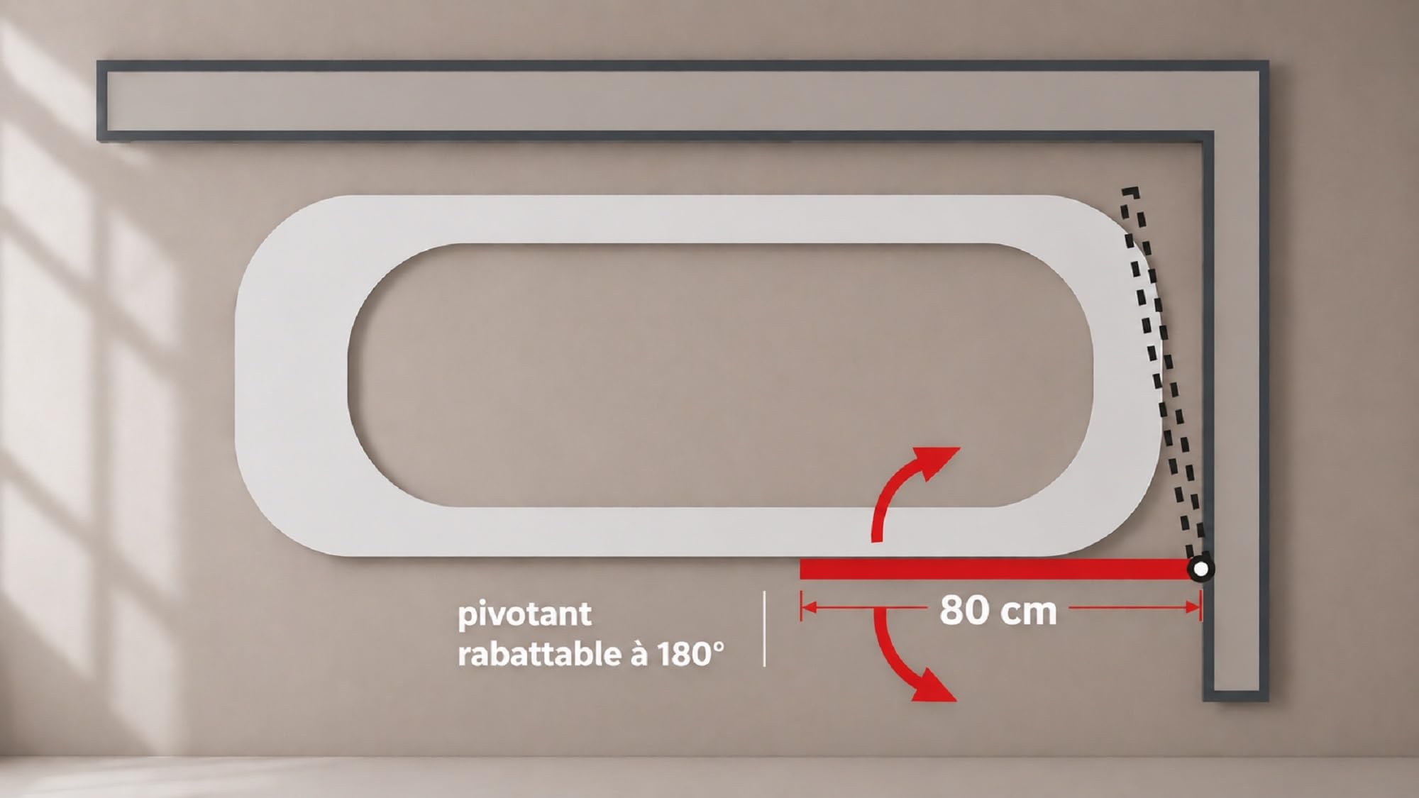 Schulte pare baignoire 80x140cm alu-argenté réversible pivotant verre 5mm | paroi battable à 180° verre trempé