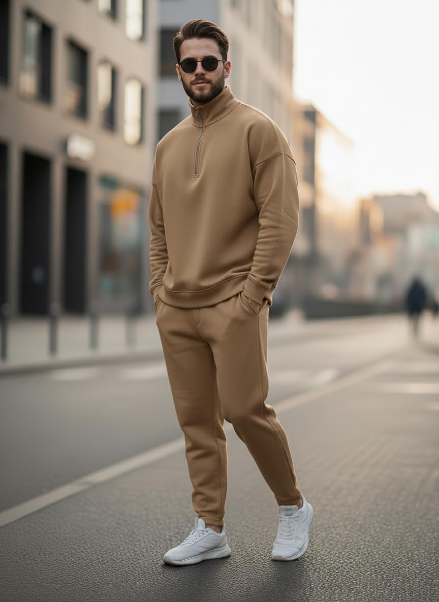 Mack Jonney Solid Half Zipper Track Suit for men | Co-ord Set | Warm Fleece Tracksuit Set | Full Sleeve Sweatshirt-M6147 3