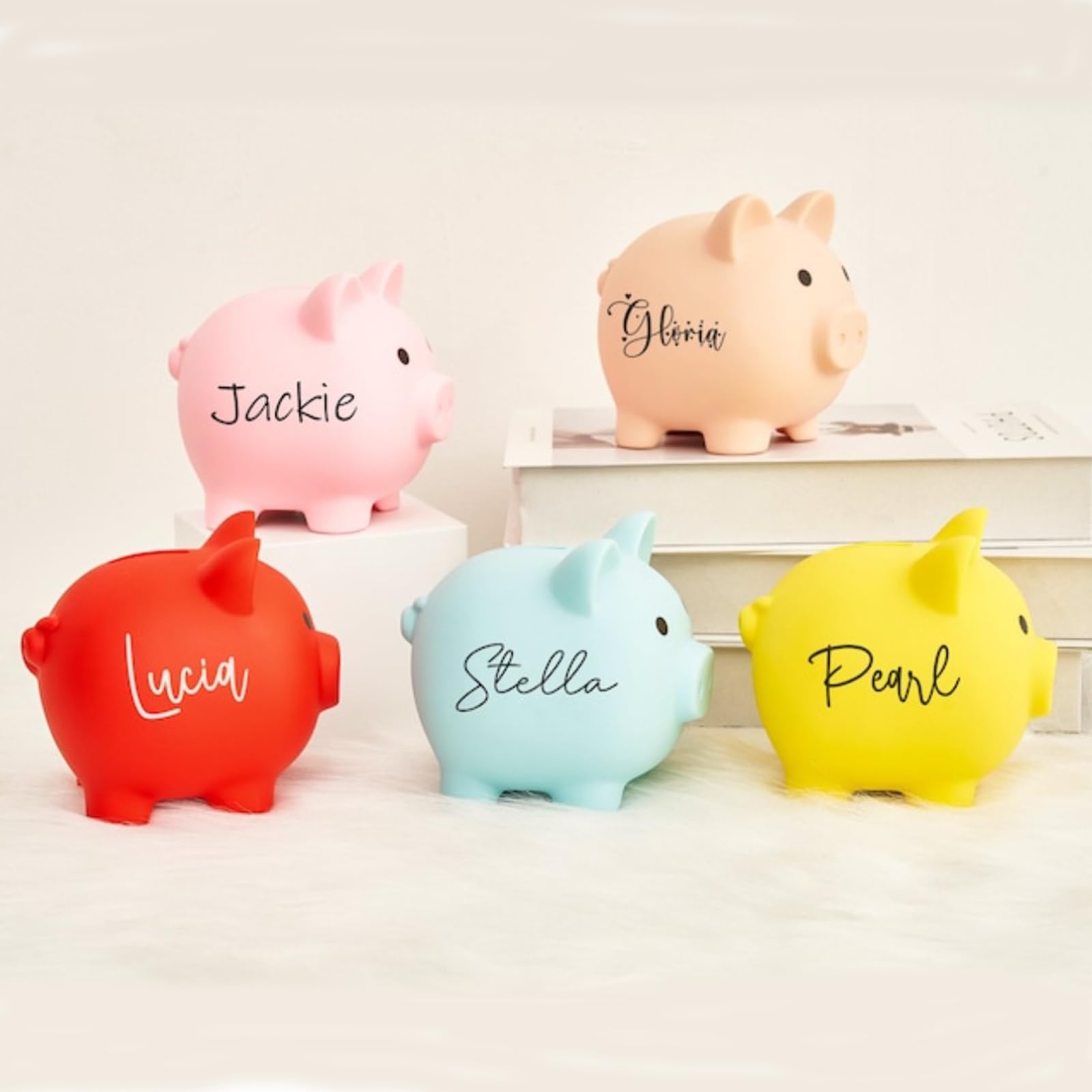 Personalized Piggy Bank,Custom Name Laser Engraving Piggy Bank for Girls,Boys,Kids,Coin Bank,Christmas,Birthday Gifts, (Pink,Large)