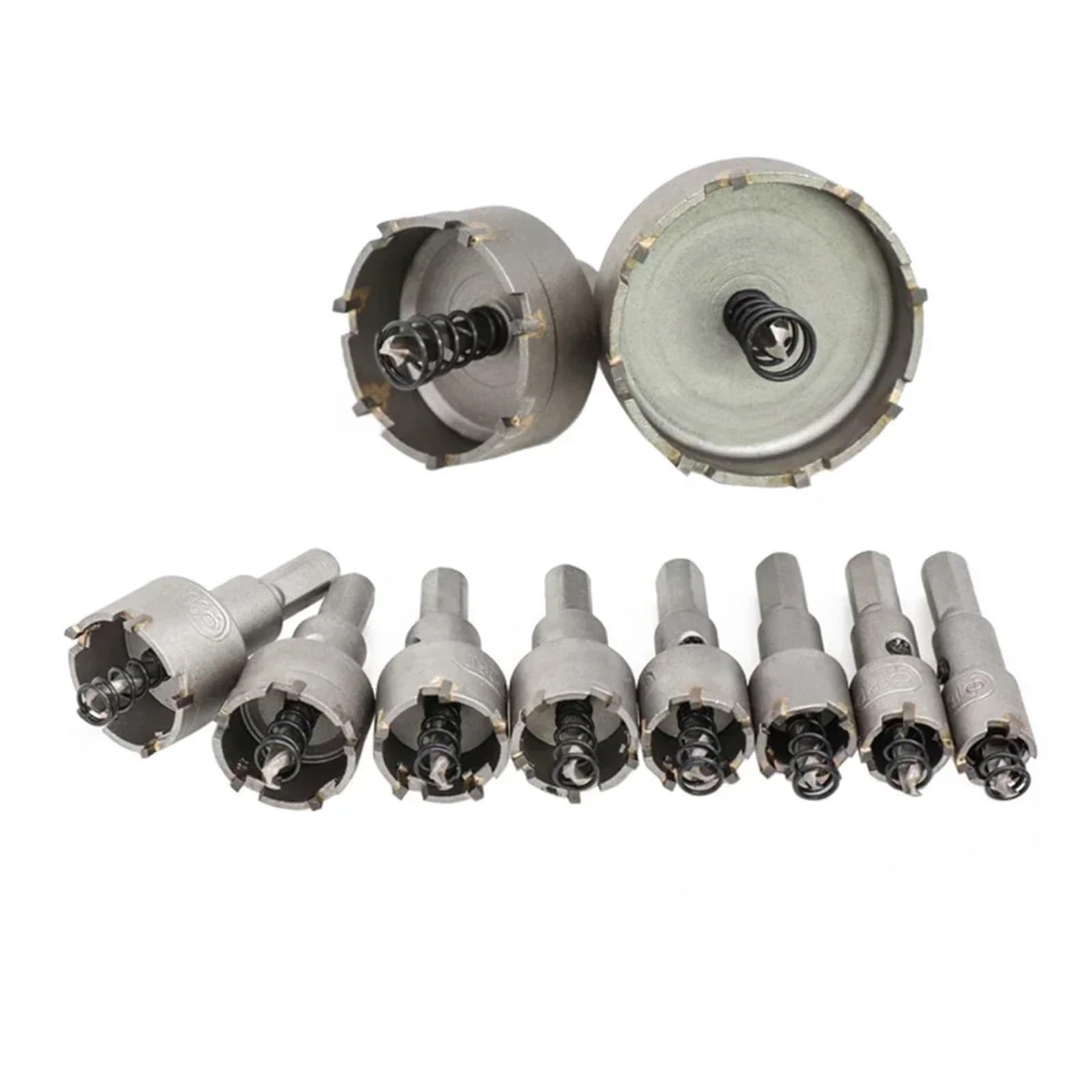 Set di 10 punte for seghe a tazza da 16-50 mm con punta in carburo for legno/metallo con anima in TCT