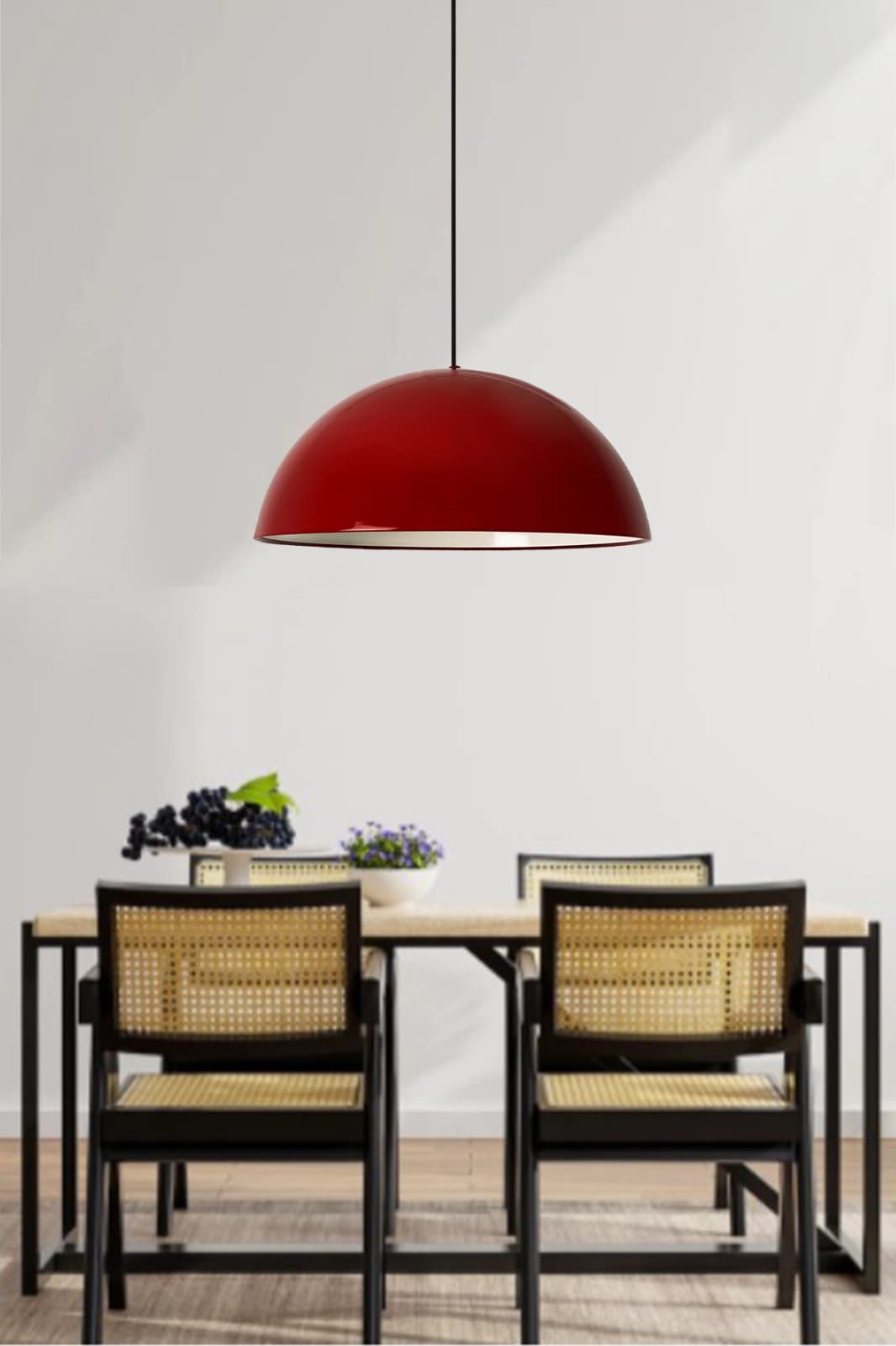 bamyum Lámpara Colgante | Lipeo | Mesa de Comedor Cocina Metal Ø50 cm E27 Lámpara de Comedor Lámpara de Techo Sala de Estar Lámpara de Cocina Vintage - Rojo
