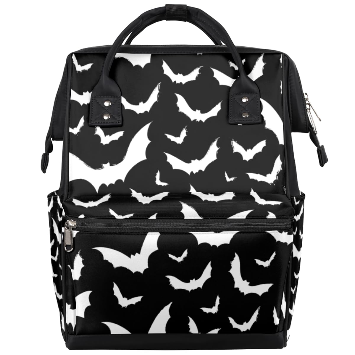 Aglebo Hallween Bats Animals Diaper Bag Backpack Large Compartment Mommy Bag with Stroller Straps Waterproof Casual Daypack for Mom and Dad Travel Bag