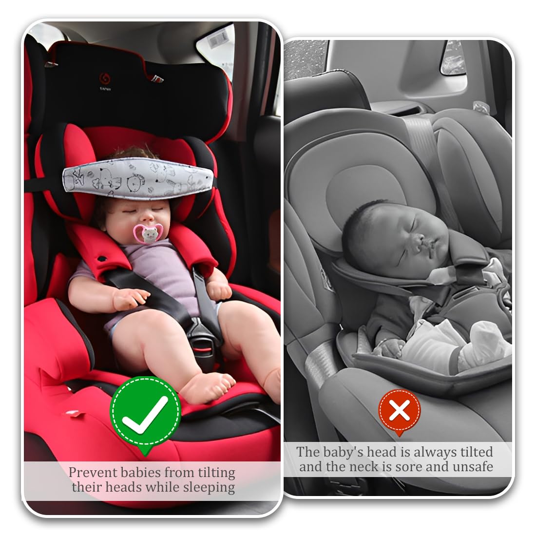 HAZMA 2 Paquetes De Bandas De Seguridad Para Sillas De Coche Para Niños, Banda Ajustable Para Cochecitos, Protege La Seguridad De Los Niños, Banda Para La Cabeza De La Silla De Coche