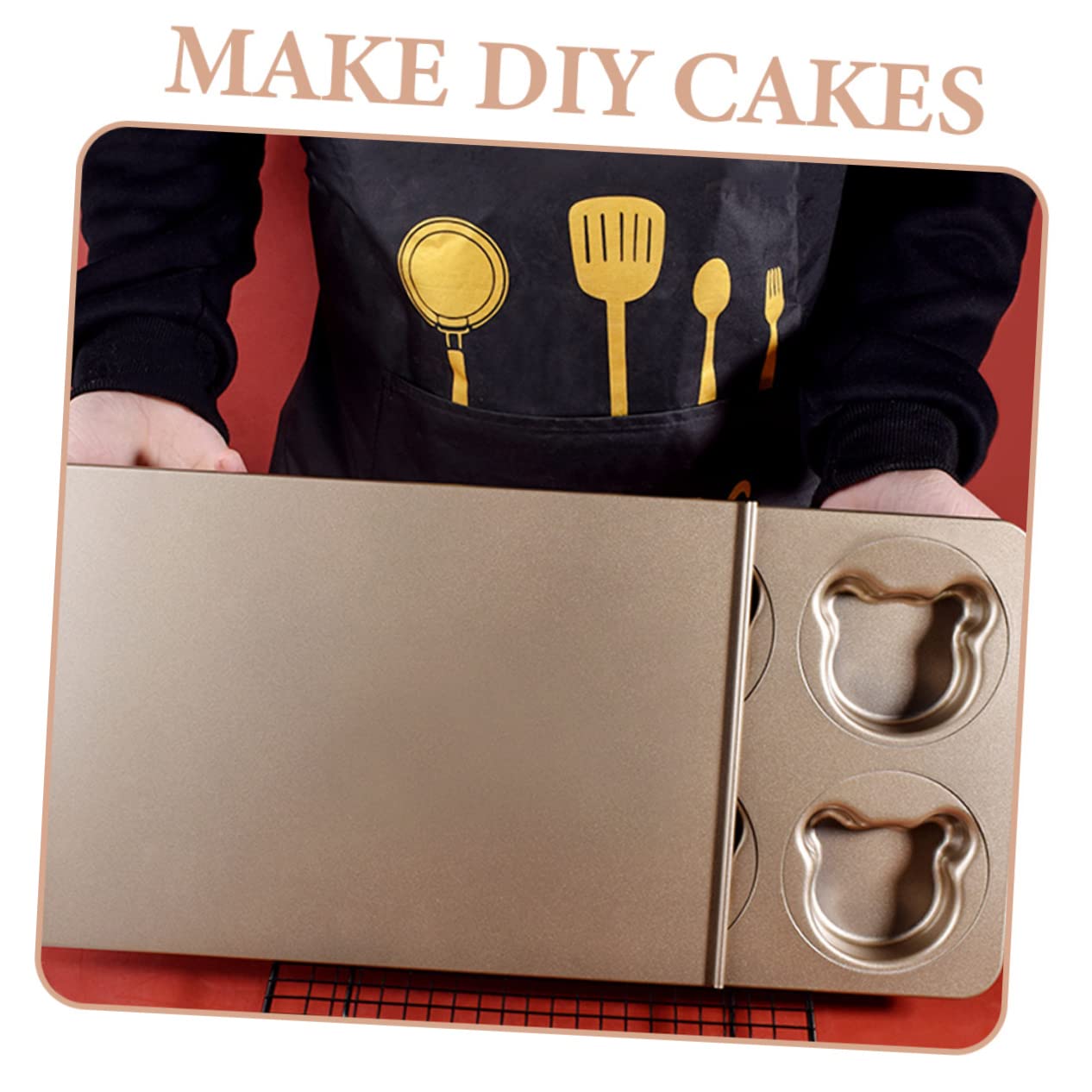 Moule à Gâteau Ours en Acier au Carbone, 1 Set, Doré