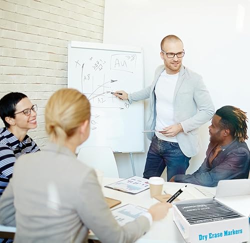 Miniatura 6 de Rarlan Marcadores de borrado en seco a granel, punta de cincel, negro, marcadores de pizarra blanca, paquete a granel de 72 unidades