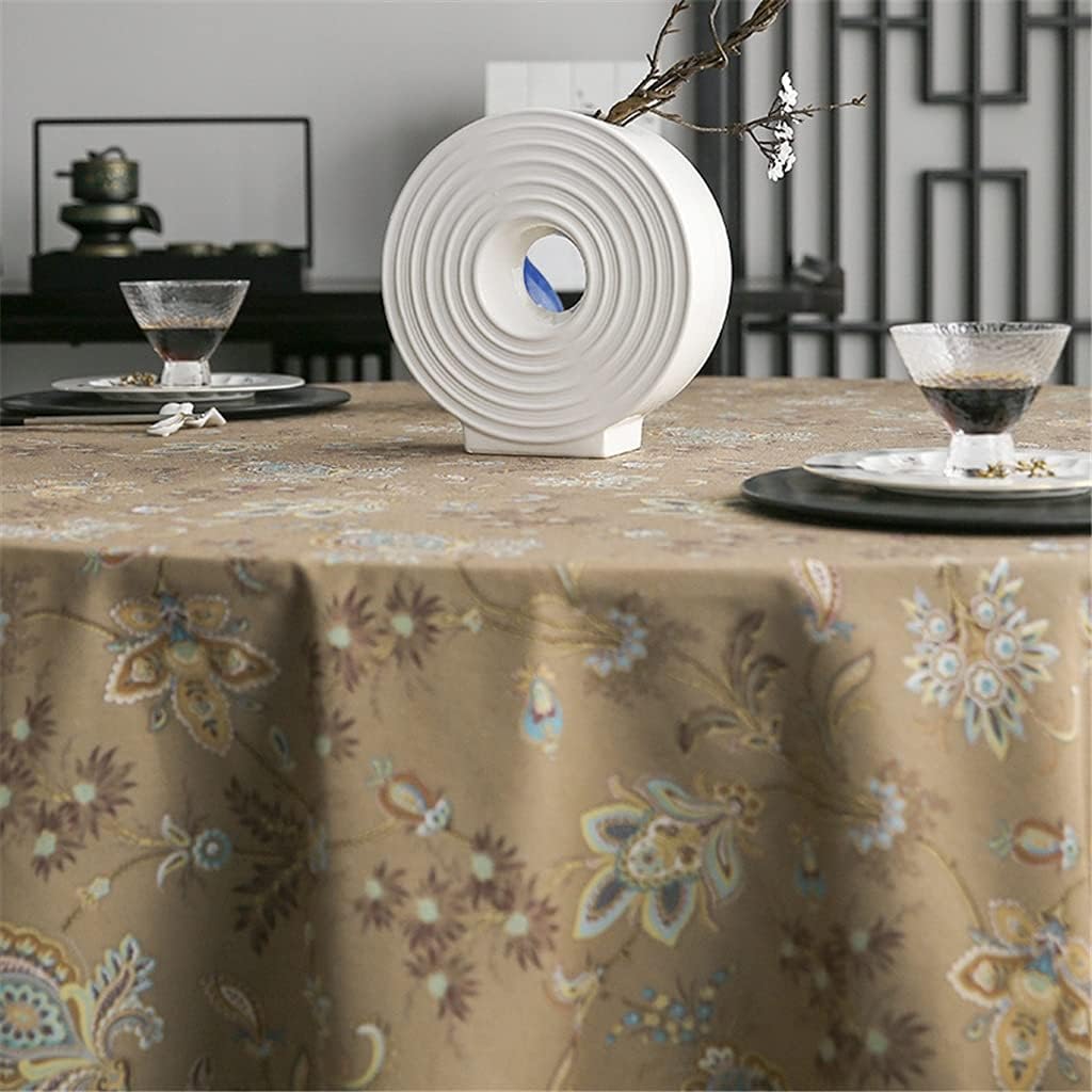 ダイニングテーブルクロス、キッチンテーブルカバー、スタイルラウンドテーブルクロスレトロラウンドコーヒーテーブルテーブルクロスミーティ