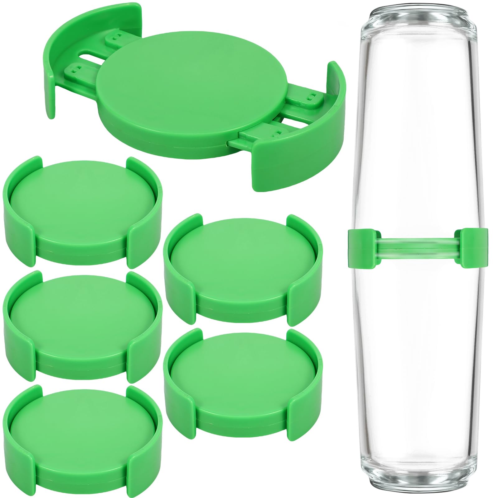 Foribyw Green 6Pcs Adjustable Expandable Coffee Cup Stacker Space Saving Kitchen Cabinet Coffee Tea Cup Holder For Teacups Glassware (Green)