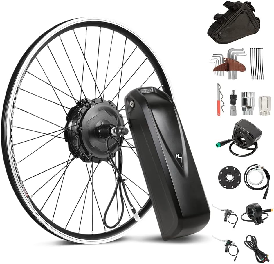 YS YOSE POWER 26 inch Ebike Conversion kit 48V500W Rear Front Motor Wheel with 48V13Ah Battery Fit for 6S 7S 8S 9S 10S Cassette Screwed Brushless Motor Kit