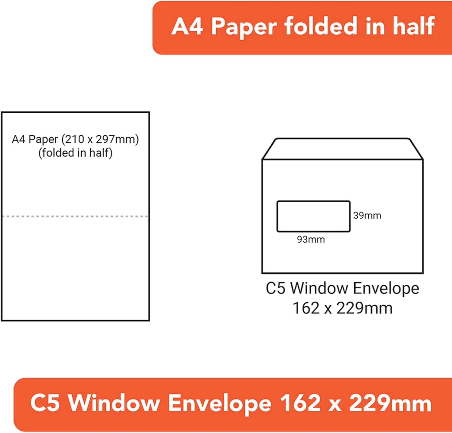 Postmaster C5 Window Envelopes 229 x 162 mm A5 90 GSM Self Seal White 500 Pack