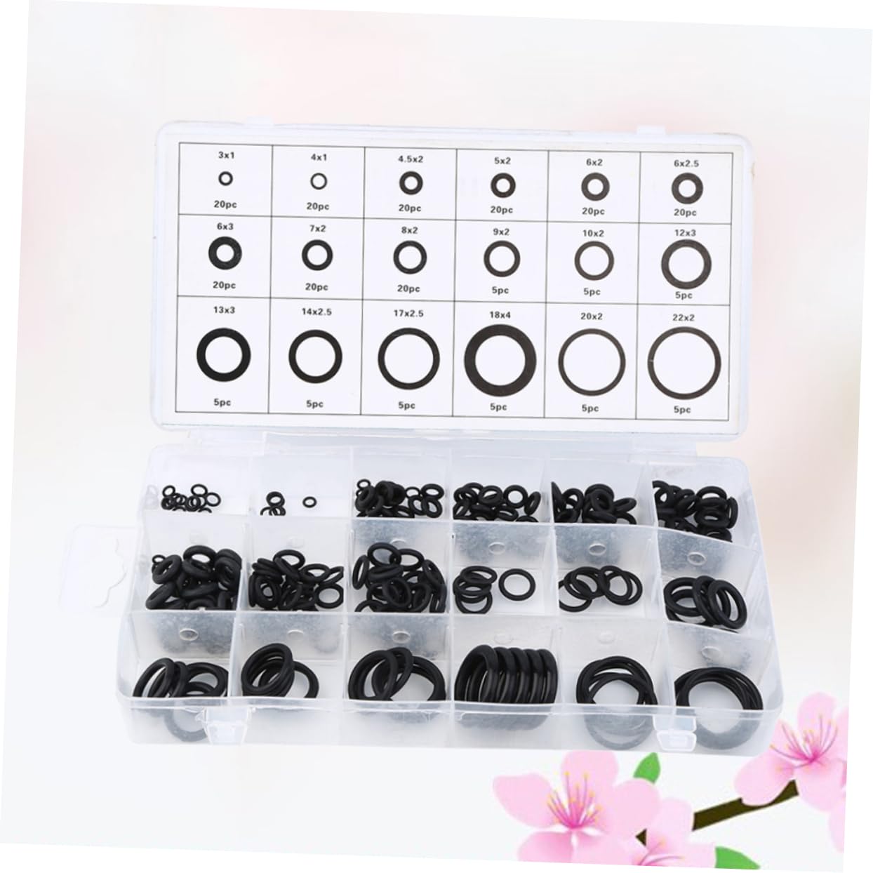 CHILDWEET 225pcs Sealing Kit Rubber for Auto and Home Repairs Black Gasket Assortment Box for Easy Access and Storage