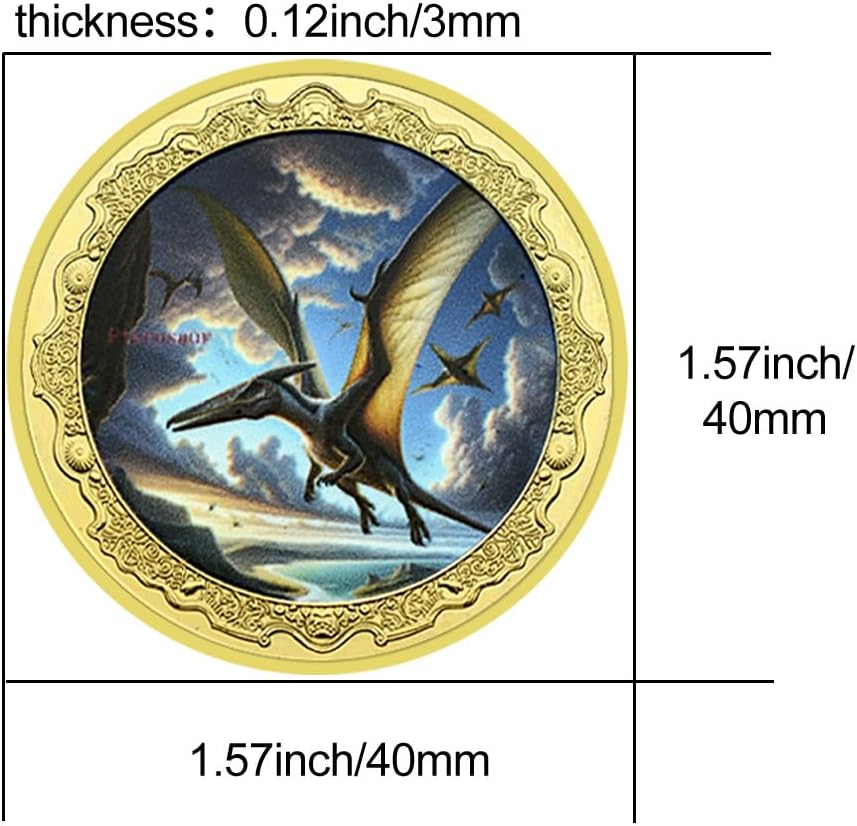 6pc/Box Dinosaur Challenge Coin Tyrannosaurus Rex Pterodactyl Triceratops Metal Medal Collection