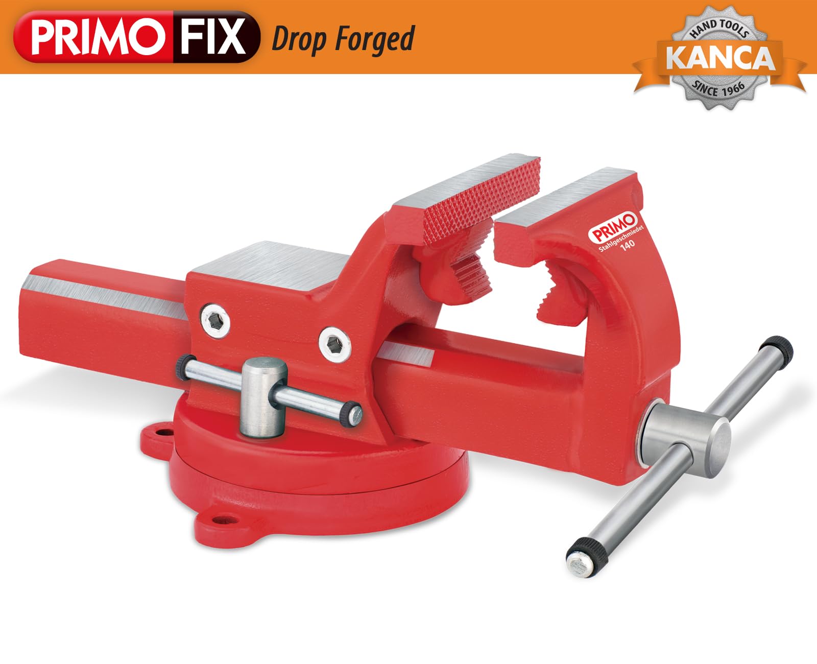 KANCA PRMPL-160,PRIMO PIPE AND BENCH VISE With 360° Rotating Swivel Base,Drop-Forged Pipe and Bench Vise,Jaw Size 6.4