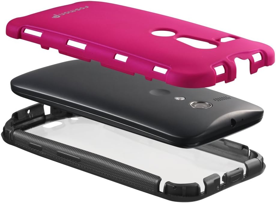 Fosmon HYBO-SNAP Durable Full Body Protection Hybrid Case with Built-In Screen Protector for Motorola Moto G (1st Generation Only) / Motorola DVX - Retail Packaging (Pink)