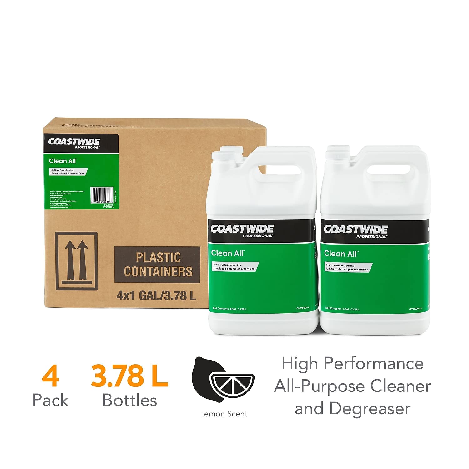 STAPLES COASTWIDE 919486 Clean All Floor Care General Purpose Cleaner 1 gal 4/Ct (CW310001-A)