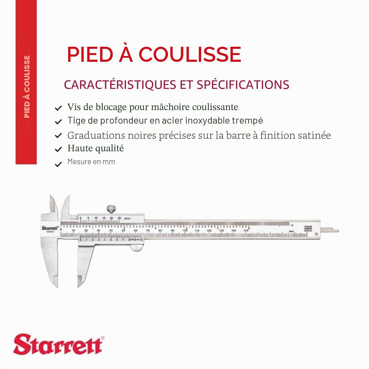 Starrett 125MEA-6/150 Pied à coulisse 150 mm 0,02 mm