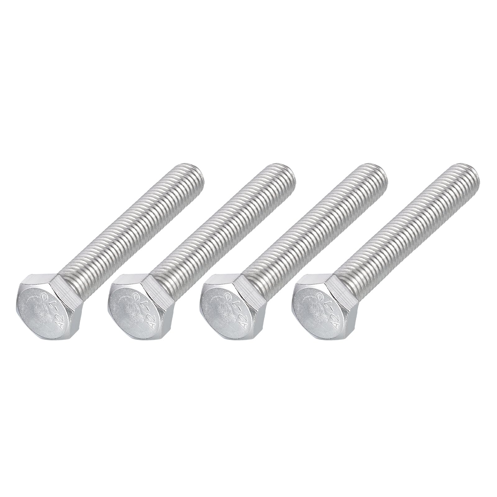 METALLIXITY Hex Bolts (M12-1.75x75mm) 4Pcs, 304 Stainless Steel Coarse Fully Threaded Hex Head Screw Bolt Machine Screws