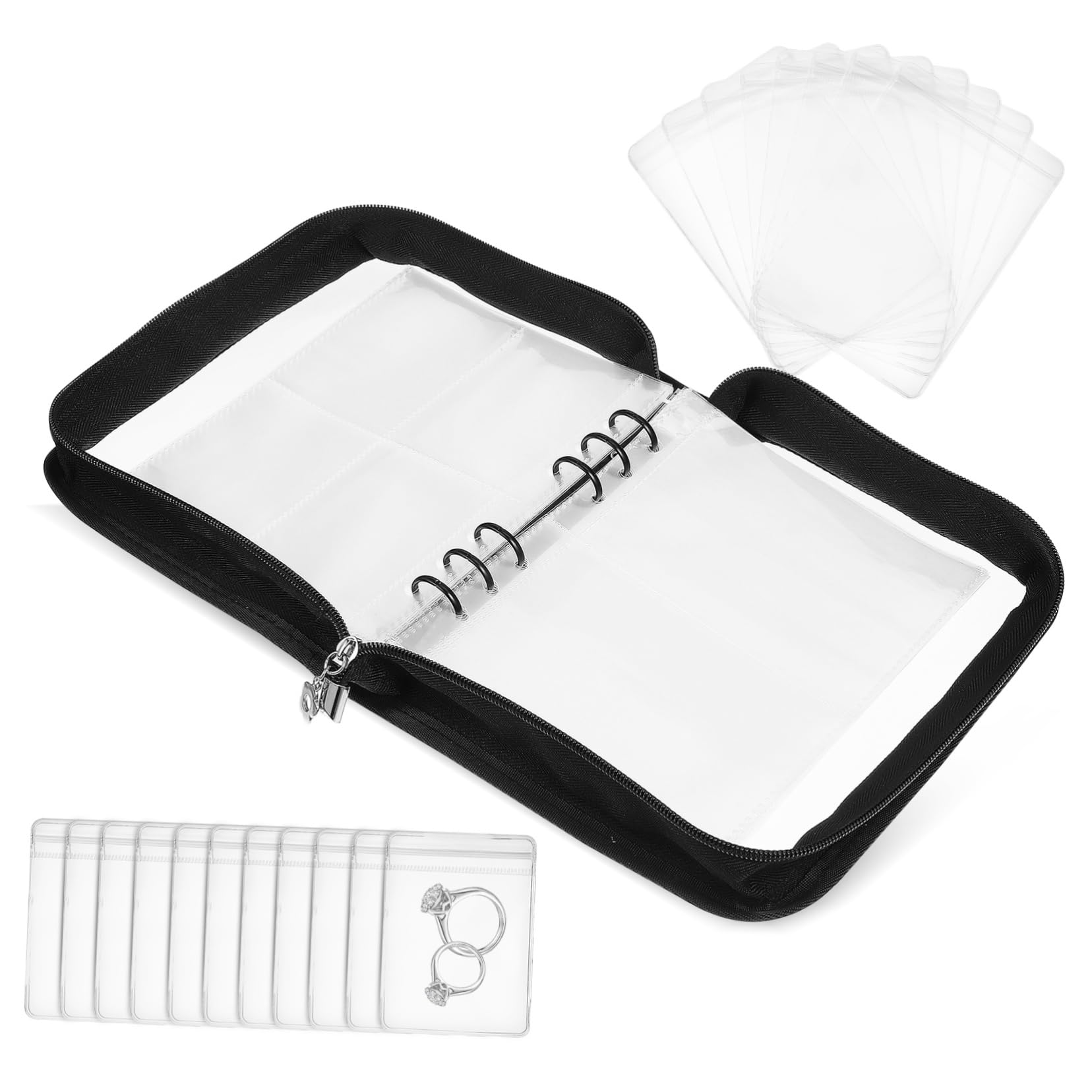 Organisateur de bijoux de voyage avec poches transparentes et zip