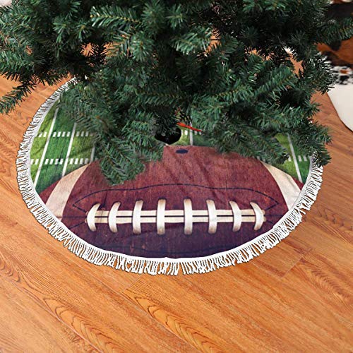 Msguide American Football Christmas Tree Skirt 48 Inch Large Halloween Xmas Tree Decor For Holiday Party Decor Christmas Decoration #TOP1