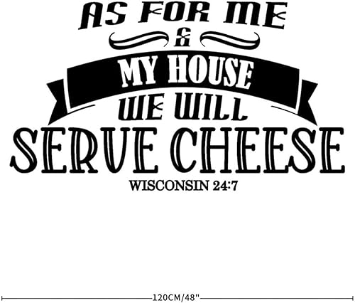 Miniatura 4 de Calcomanía de pared cristiana con citas inspiradoras "As for Me & My House We Will Serve Cheese" para decoración de pared extraíble para el hogar,
