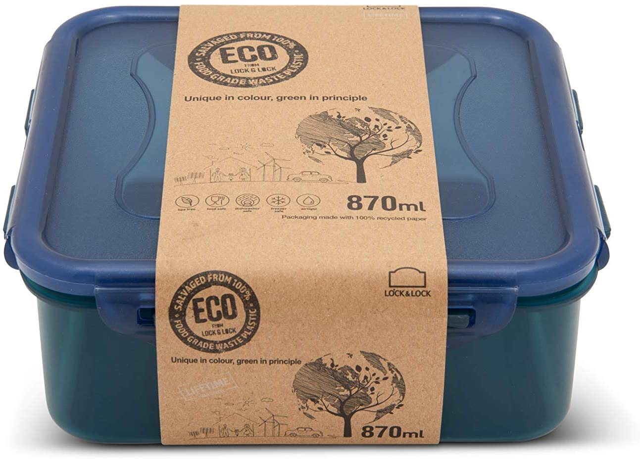 LocknLock Eco Food Container Square 870ml W/Eco Outer-Sleeve