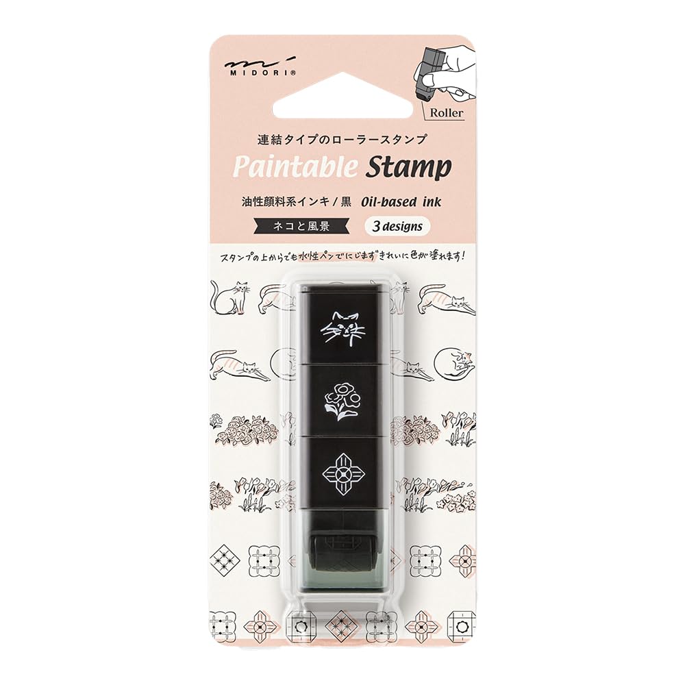 Designphil Cat And Scenic Pattern Midori Stamp Roller Cat And Landscape 35627006