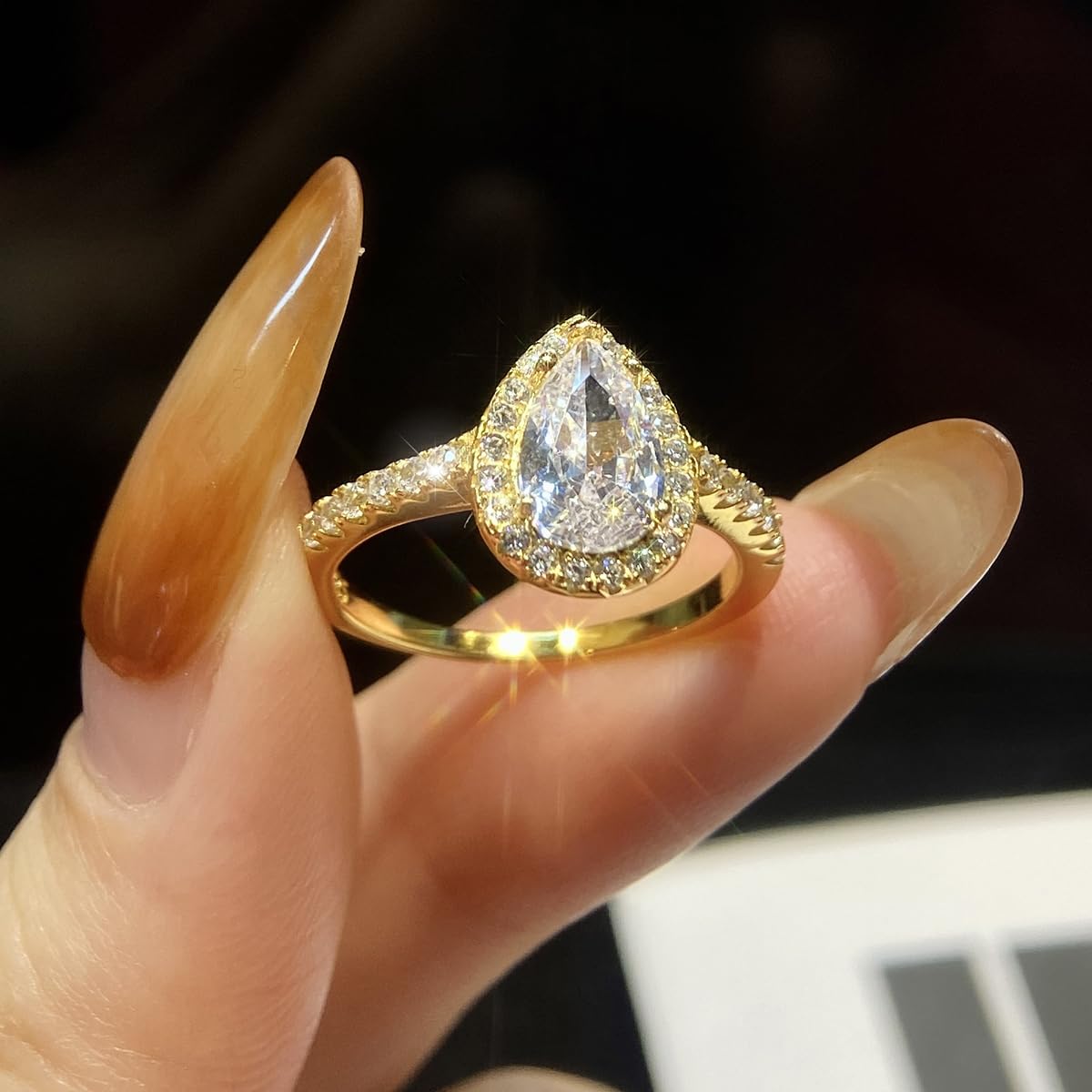 1pc Water Drop Surrounding Zircon Rings For Women Prom Wedding Anniversary Sterling Silver Ring Girlfriend Birthday Gift Fine Jewelry