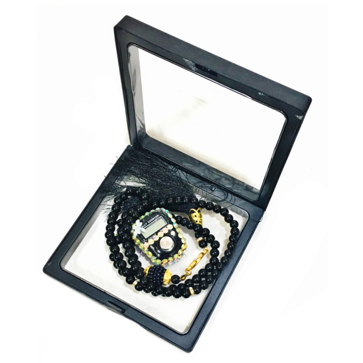 Aim Emporium Manual 100 Beads Tasbeeh with Hand Finger Digital Tasbeeh Counter Color Random (as per avaiable) in Transperent Package for Gifting on Events.Pack of 1-image-2