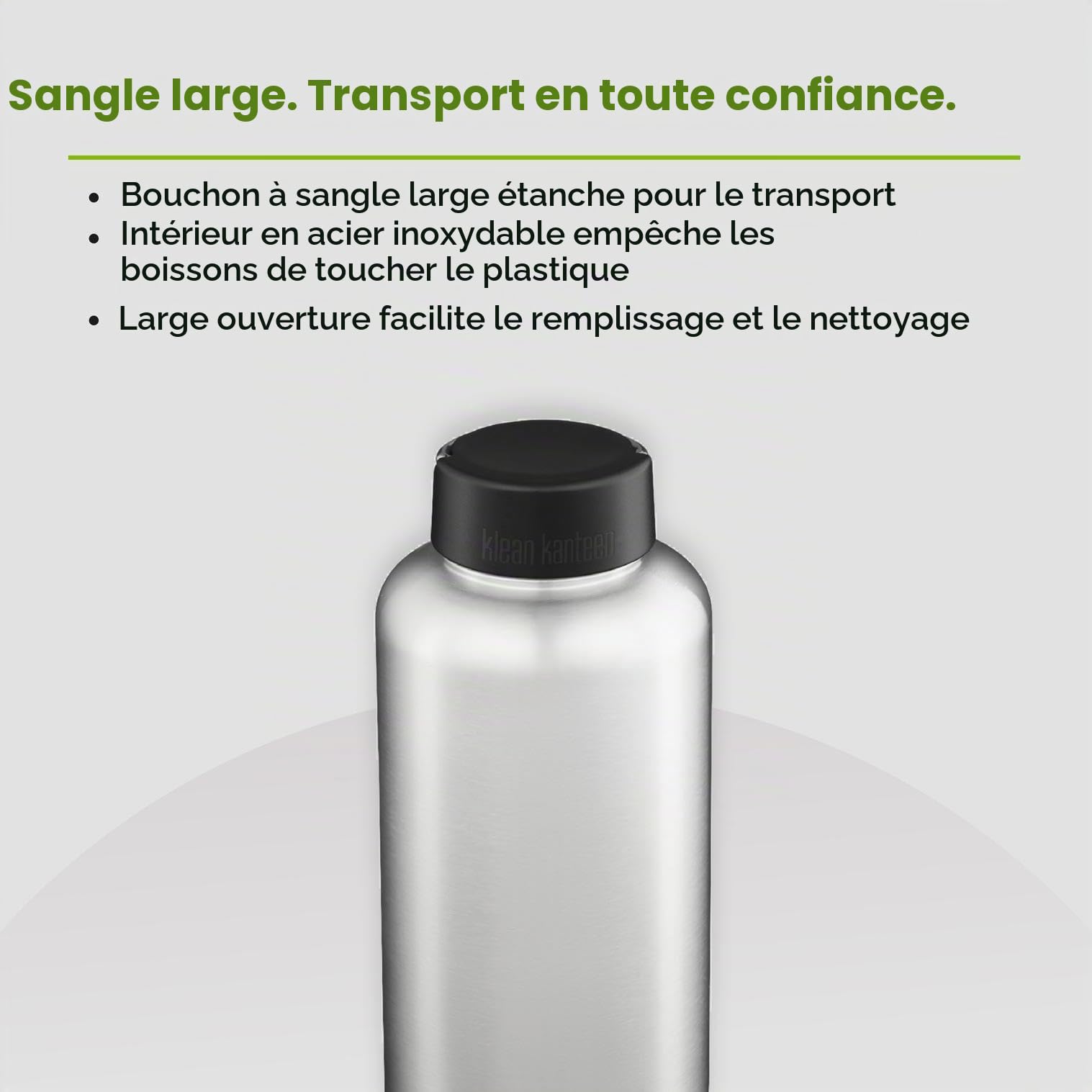 Klean Kanteen Gourde large pour homme en acier brossé Taille unique