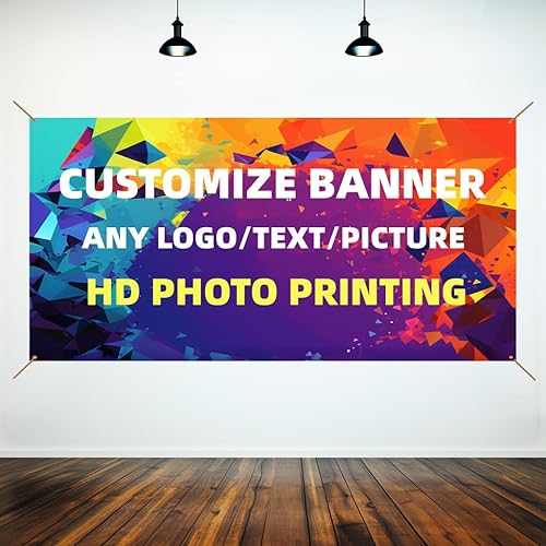 Pancartas y letreros personalizables, texto HD y fotos para fiestas, negocios, cumpleaños, exteriores e interiores (8 x 4 pies)