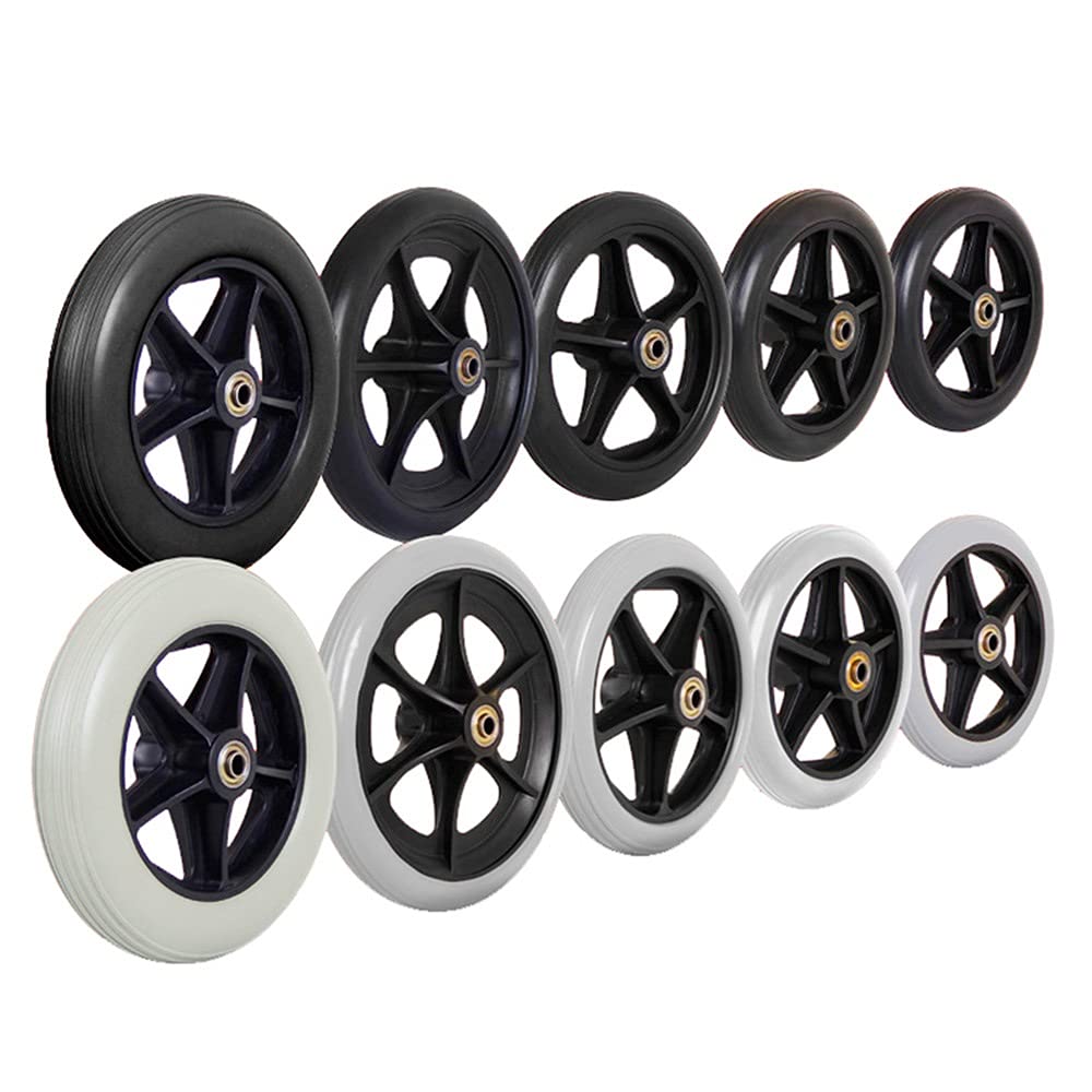 Roues de fauteuil roulant manuel 7 pouces en PVC noir antidérapant solide