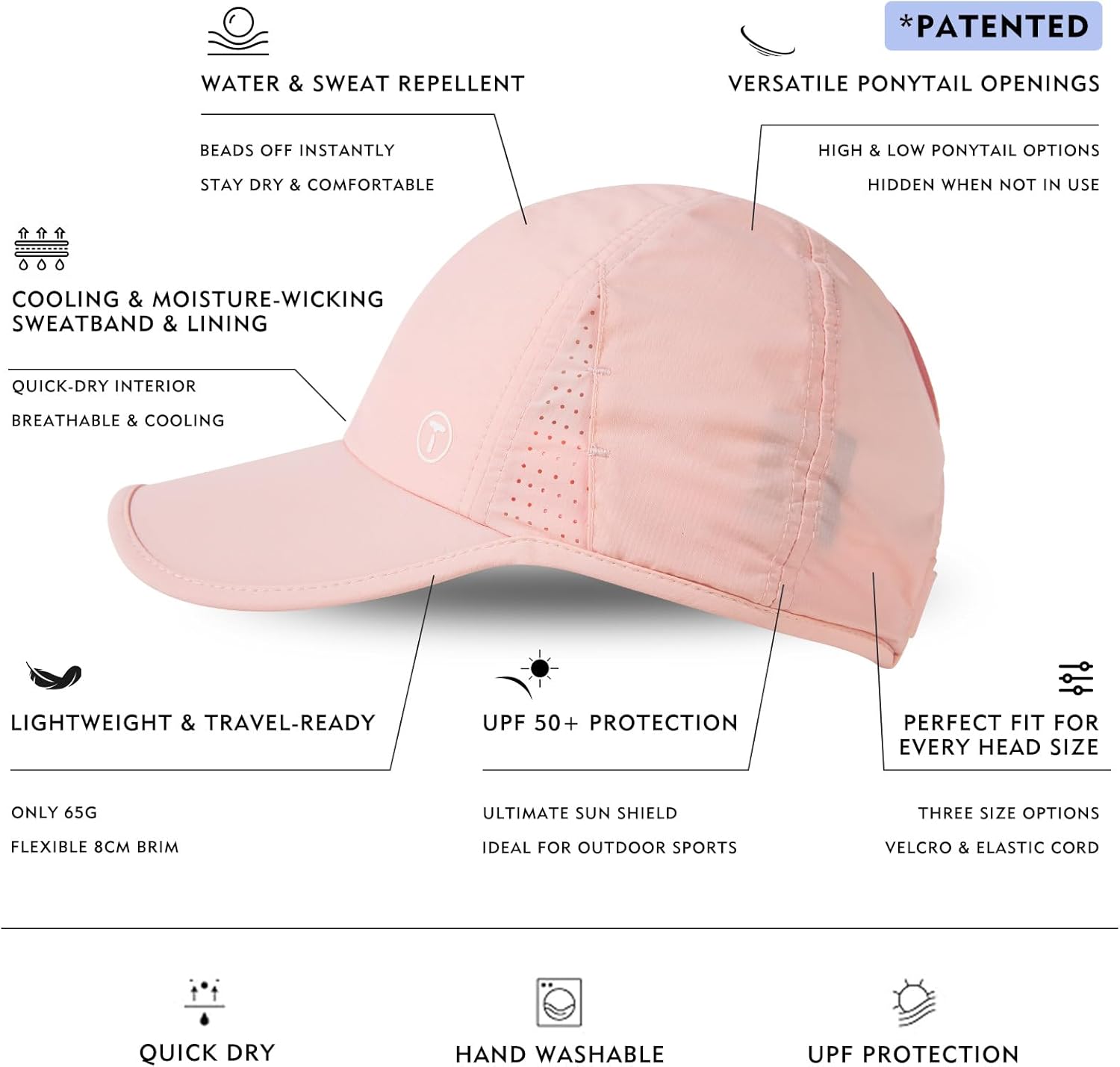 TOP-EX Cooling UV 50 High Ponytail Baseball Cap for Women Breathable & Lightweight for Sports Fits 21.3"–23.2" - Image 3