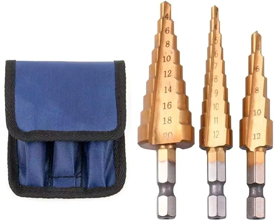 Jogo Com 3 Brocas Escalonada Hss 3 A 20mm Titânio Charbs