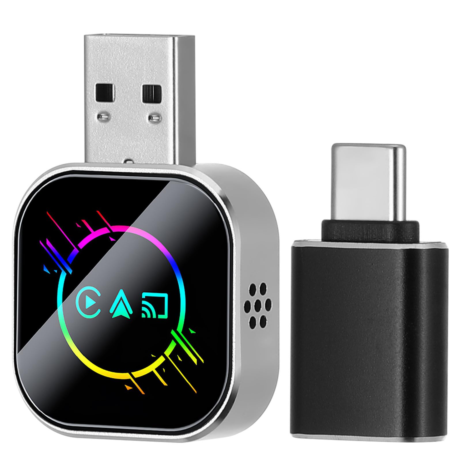 Alasum Adattatore Wireless per Auto 3-in-1 con Connettore USB a C, Mirroring dello Schermo Stabile e Integrazione Vocale per Navigazione e Streaming Multimediale
