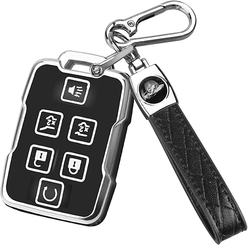 QBUC Funda para llavero Chevy, funda protectora de TPU suave para llave de automóvil con llavero de cuero compatible con Chevy Silverado 1500 2500HD