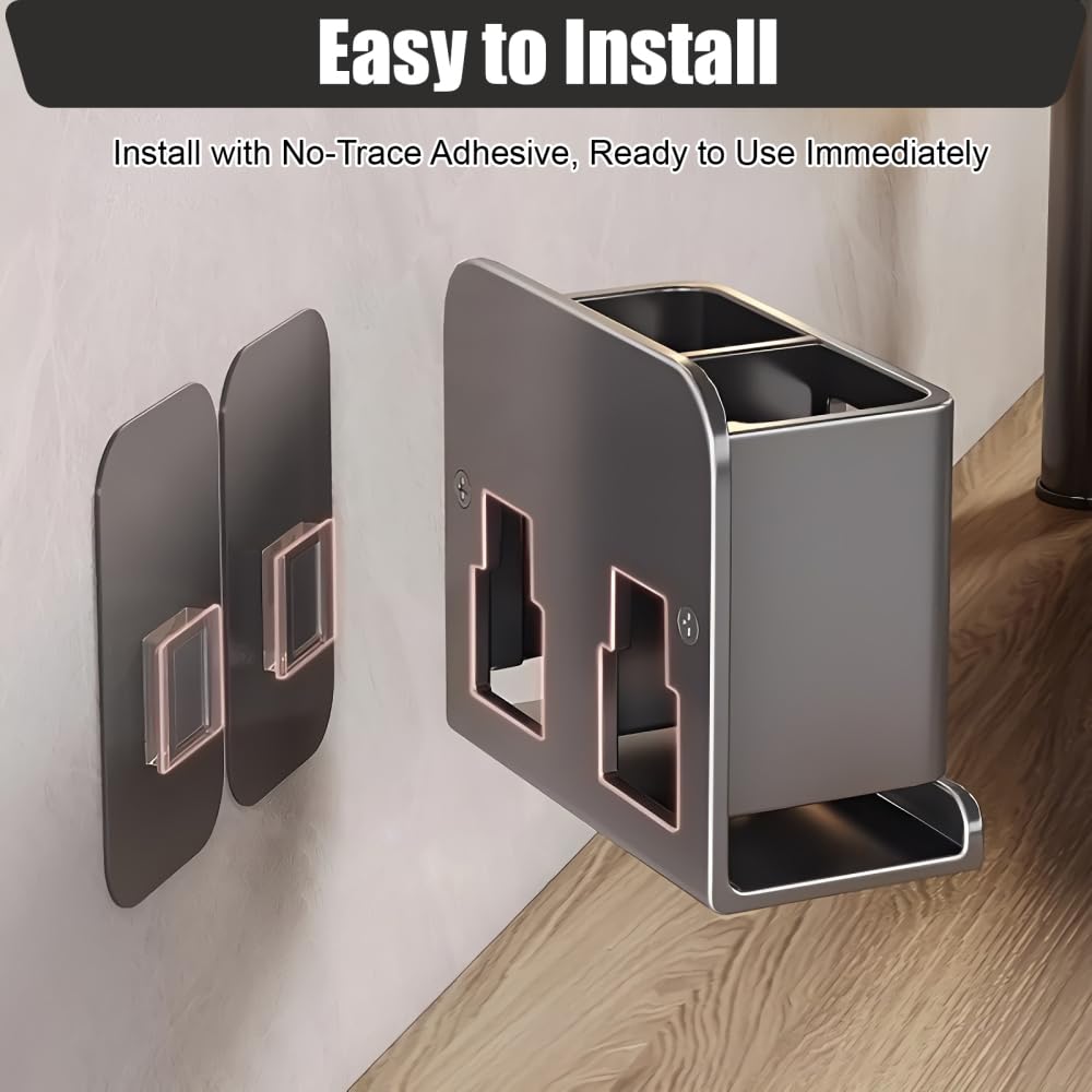 Uchwyt na szczoteczkę do zębów, 1-częściowy aluminiowy pojemnik na szczoteczkę do zębów bez wiercenia, ścienny uchwyt na maszynkę do golenia pod prysznicem z 2 otworami do łazienki, pod prysznic