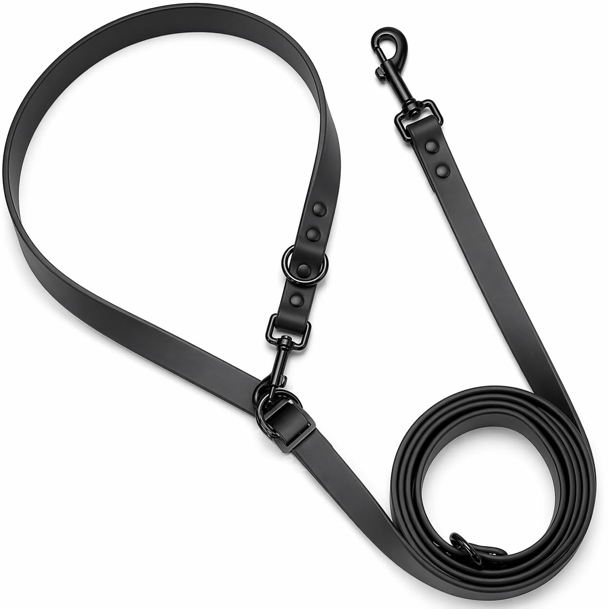 WOOF ELITE Correa impermeable ajustable manos libres para perro de 7 pies, color negro