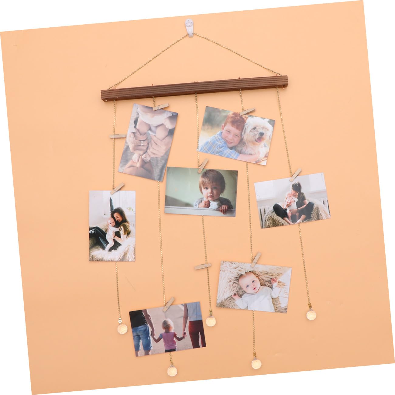 Amosfun Colgador de Fotos de Pared con 20 Clips de Madera Marrón
