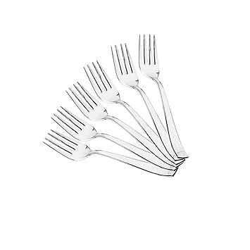 Kanshita's Rasoiware Stainless Steel Table Fork Set | Pack of 6 | Durable & Food-Grade Cutlery